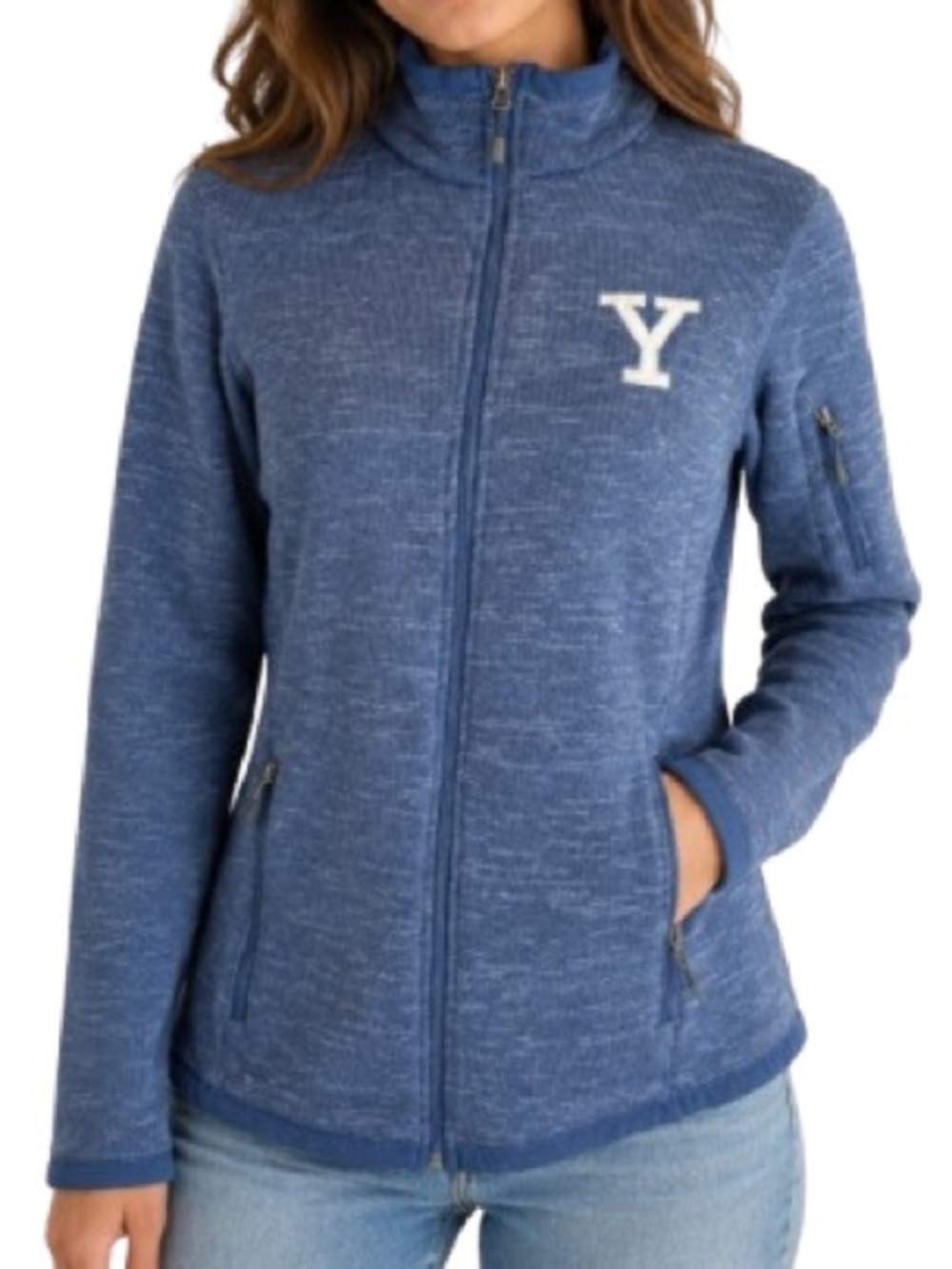 Eddie Bauer Yale Full Zip Fleece Jacket Women’s Medium Blue Logo